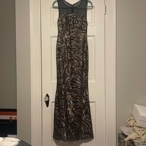 Calvin Klein mesh and sequin mermaid gown